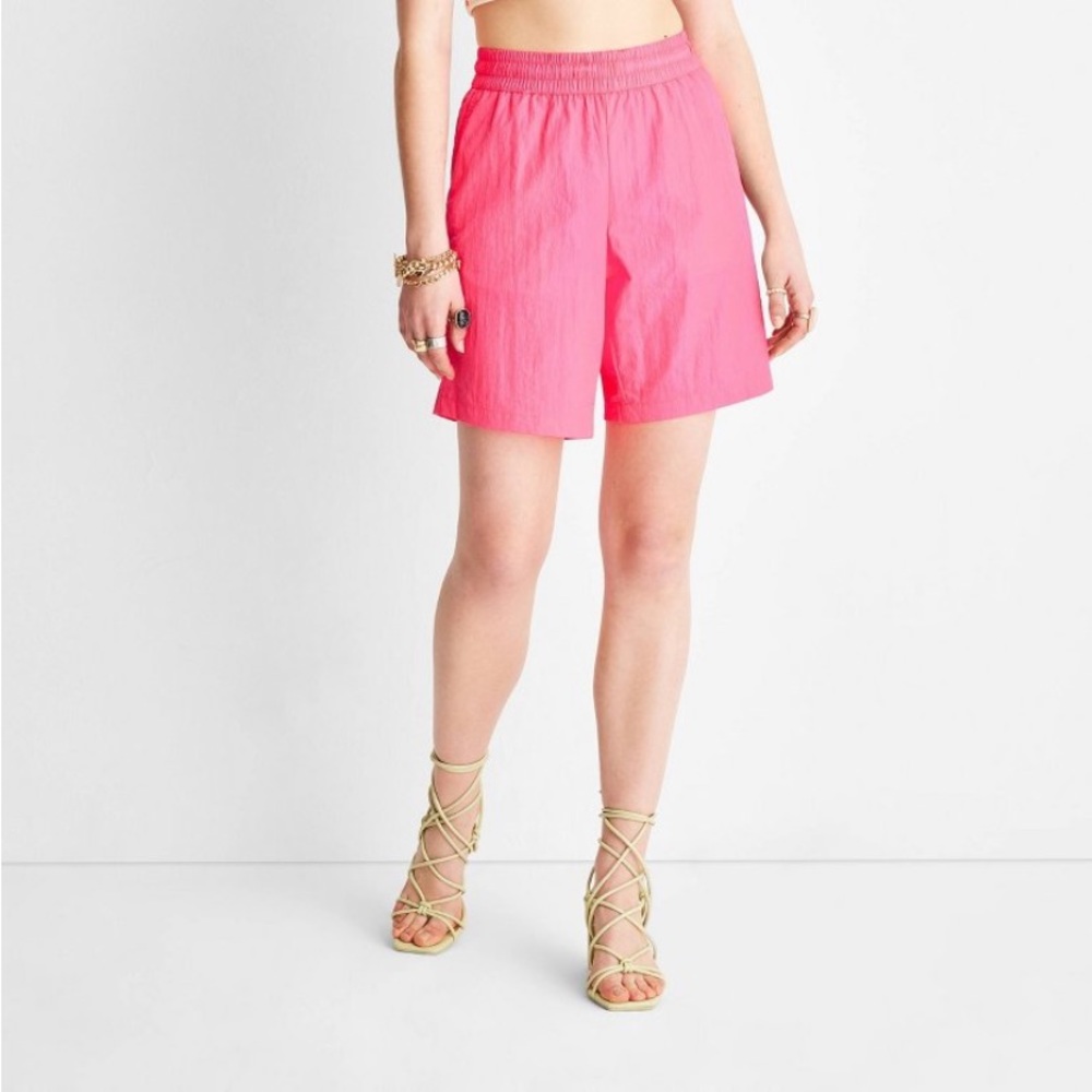 High-Rise Nylon Shorts - Future Collective™ with Alani Noelle Berry Pink XL